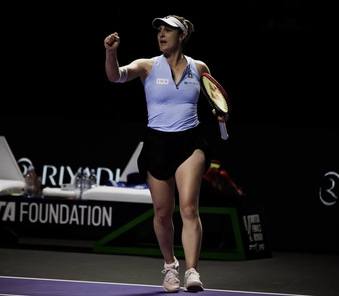 Gaby Dabrowski celebrating a won point